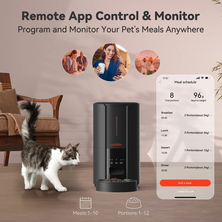 Automatic Dog Food Feeders, FT70P Timed Cat Feeder with Portion Control, Auto Dog Dispenser with 10S Meal Call and Backup Power Supply for Cat & Dog, 5L, Black - Nutty Deals!