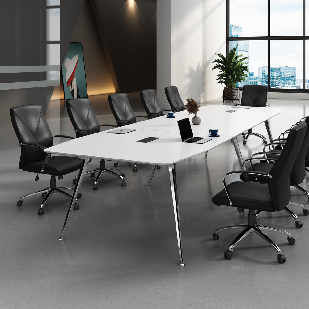Leatherplus Home Office Adjustable Executive Chair with Casters, Black