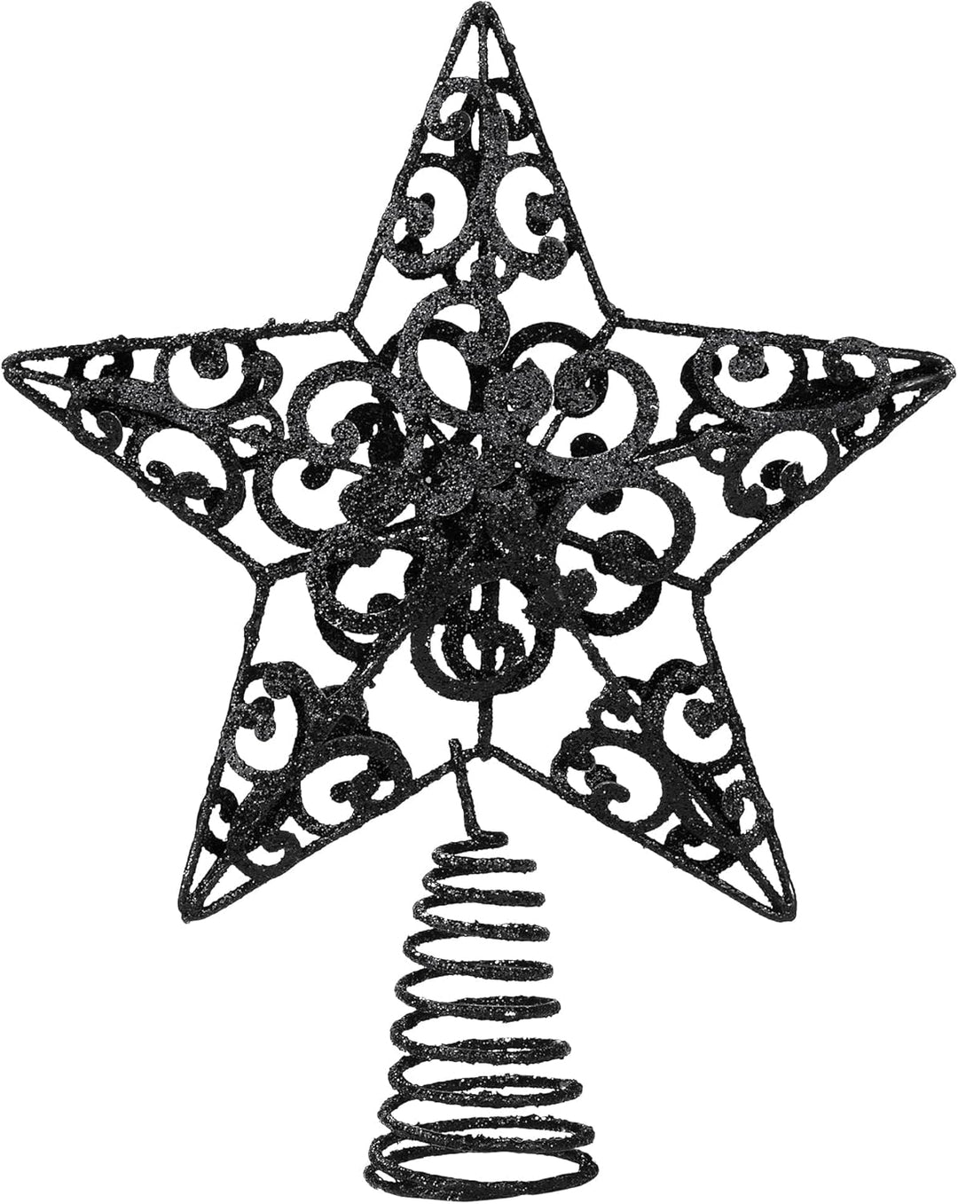 10 Inches Metal Glittered Christmas Tree Topper Star Treetop Decoration for Christmas Home Decor, Red
