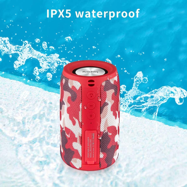 Bluetooth Speaker,Musibaby Speaker,Wireless,Waterproof,Outdoor,Portable Speaker,Dual Pairing,Loud Stereo,Booming Bass,1500 Min Playtime Wireless Speaker for Home,Iphone,Party,Gifts(Camo Red)