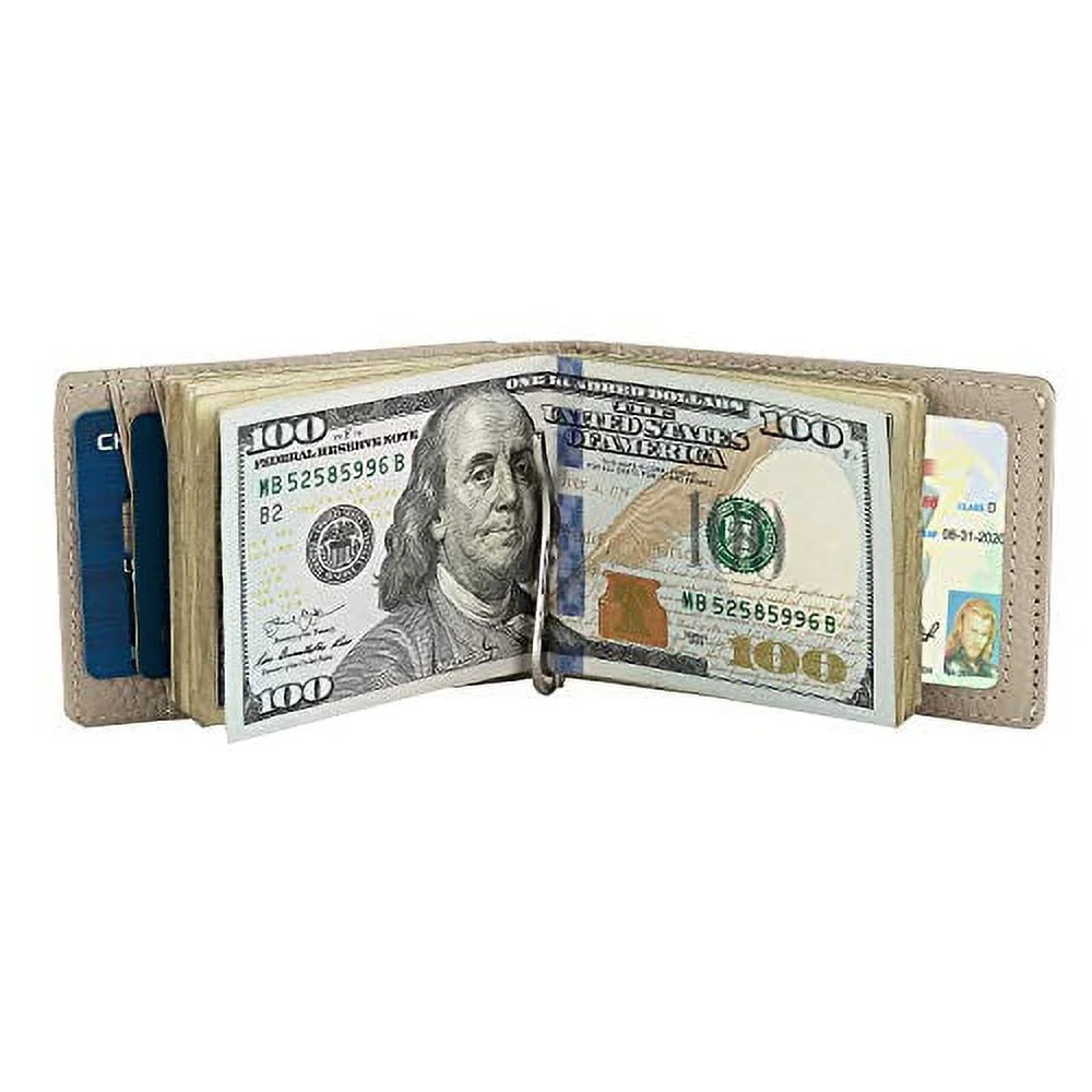 Super Slim RFID Leather Wallet for Men Card Holder with Money Clip Prefect for Travel & Front Pocket Use