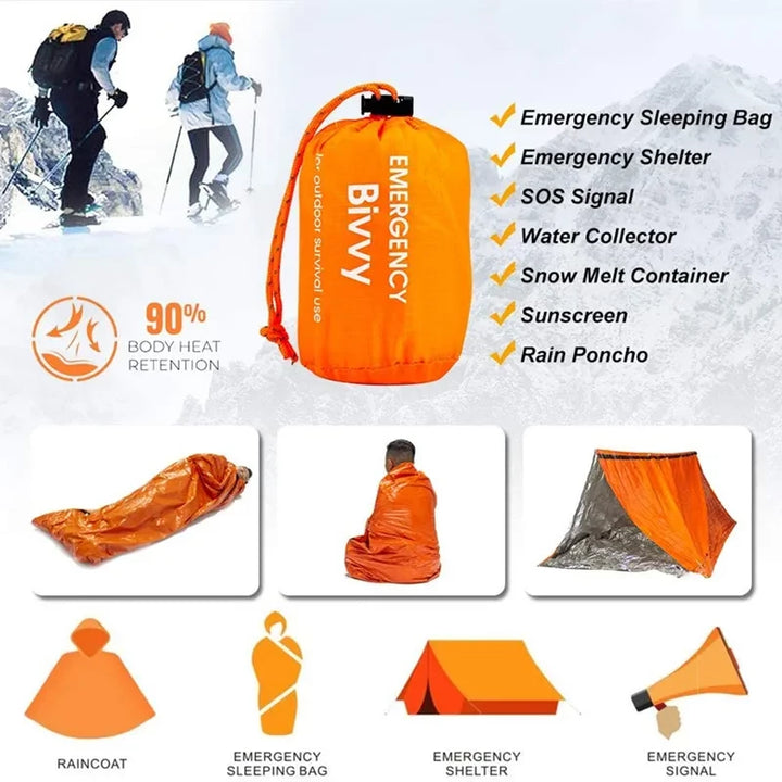 Emergency Thermal Sleeping Bag - Lightweight, Waterproof, Mylar Material