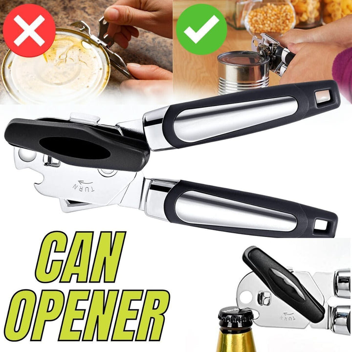 Manual Handheld Can Opener With Cutting Wheel Blade Lid Cap Openers