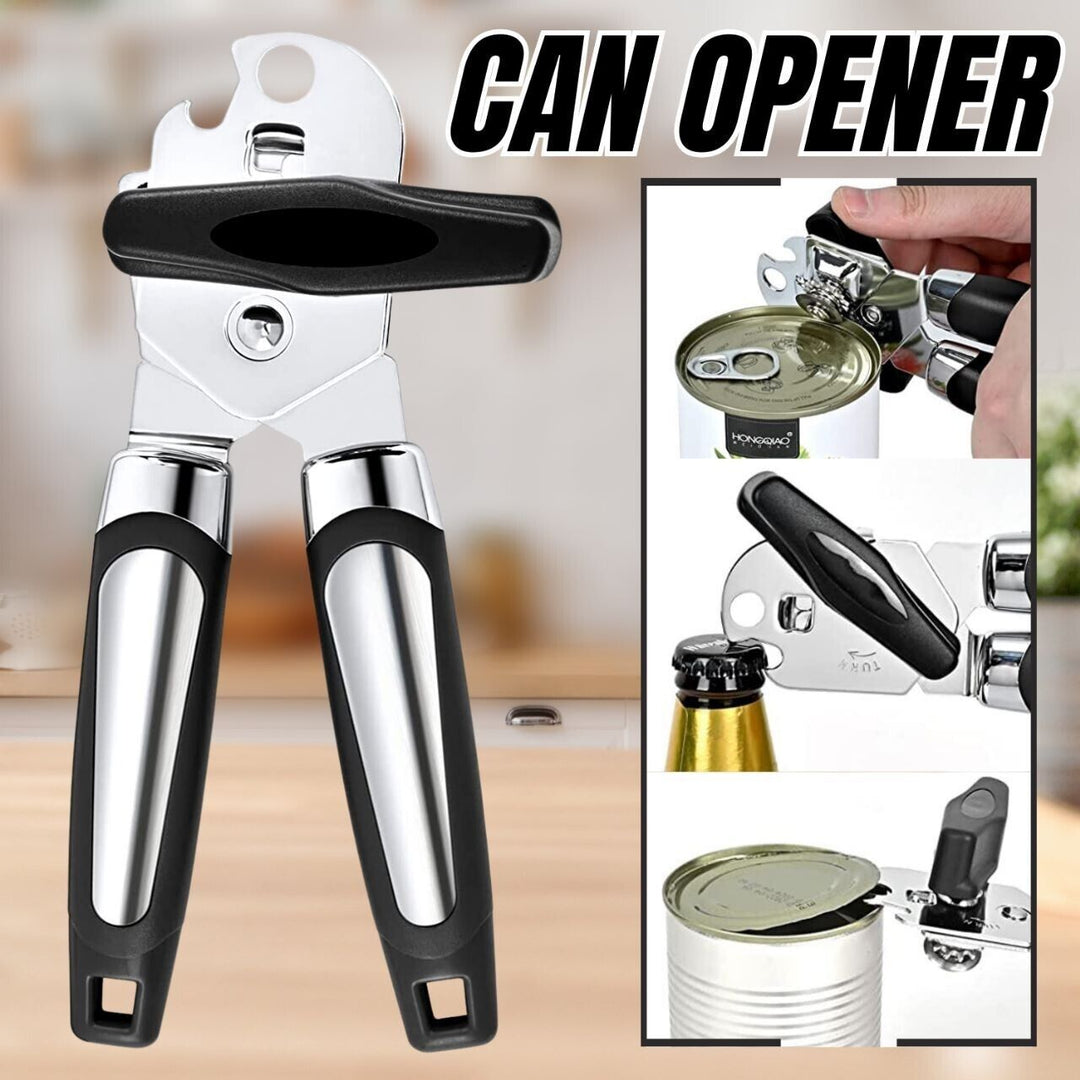 Manual Handheld Can Opener With Cutting Wheel Blade Lid Cap Openers