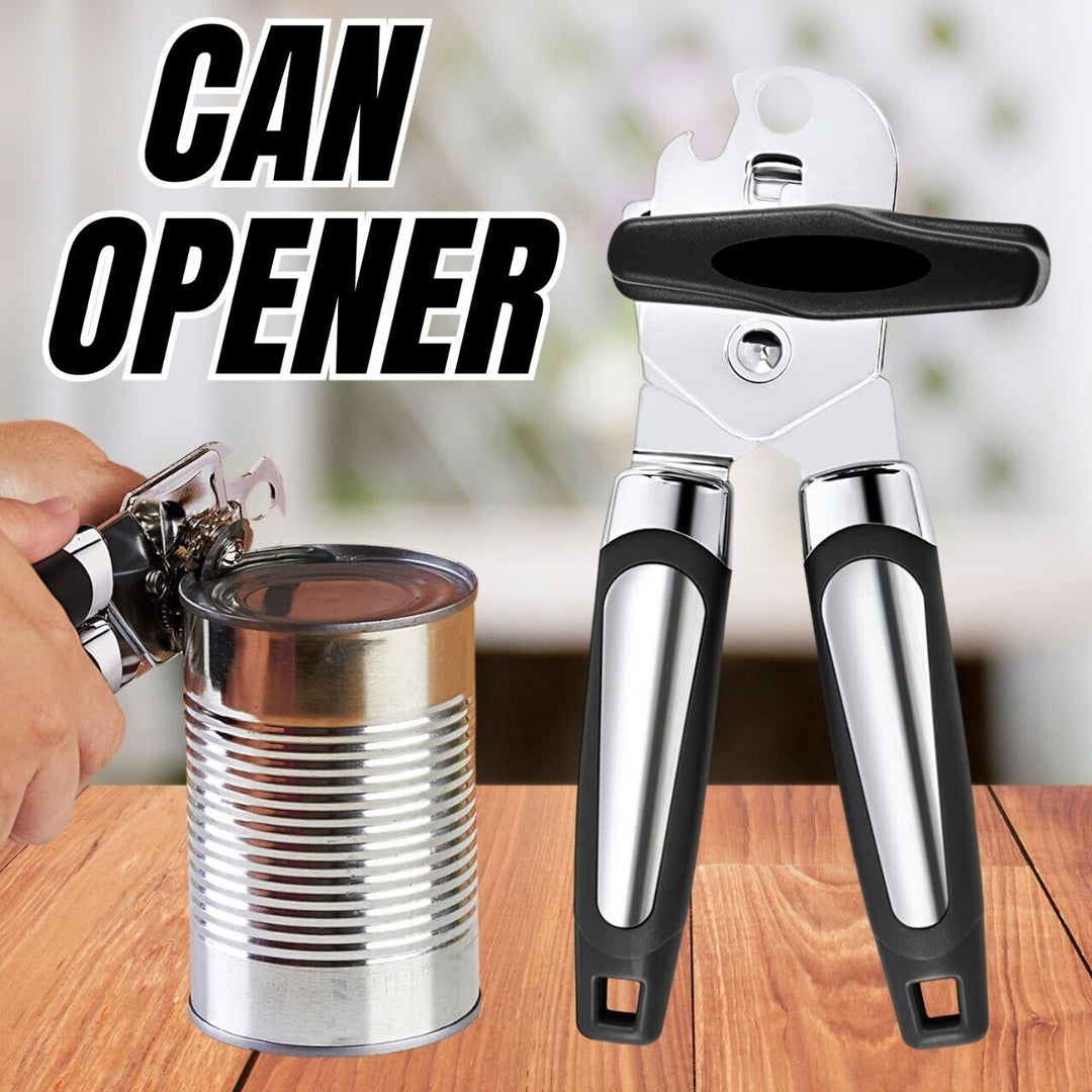 Manual Handheld Can Opener With Cutting Wheel Blade Lid Cap Openers