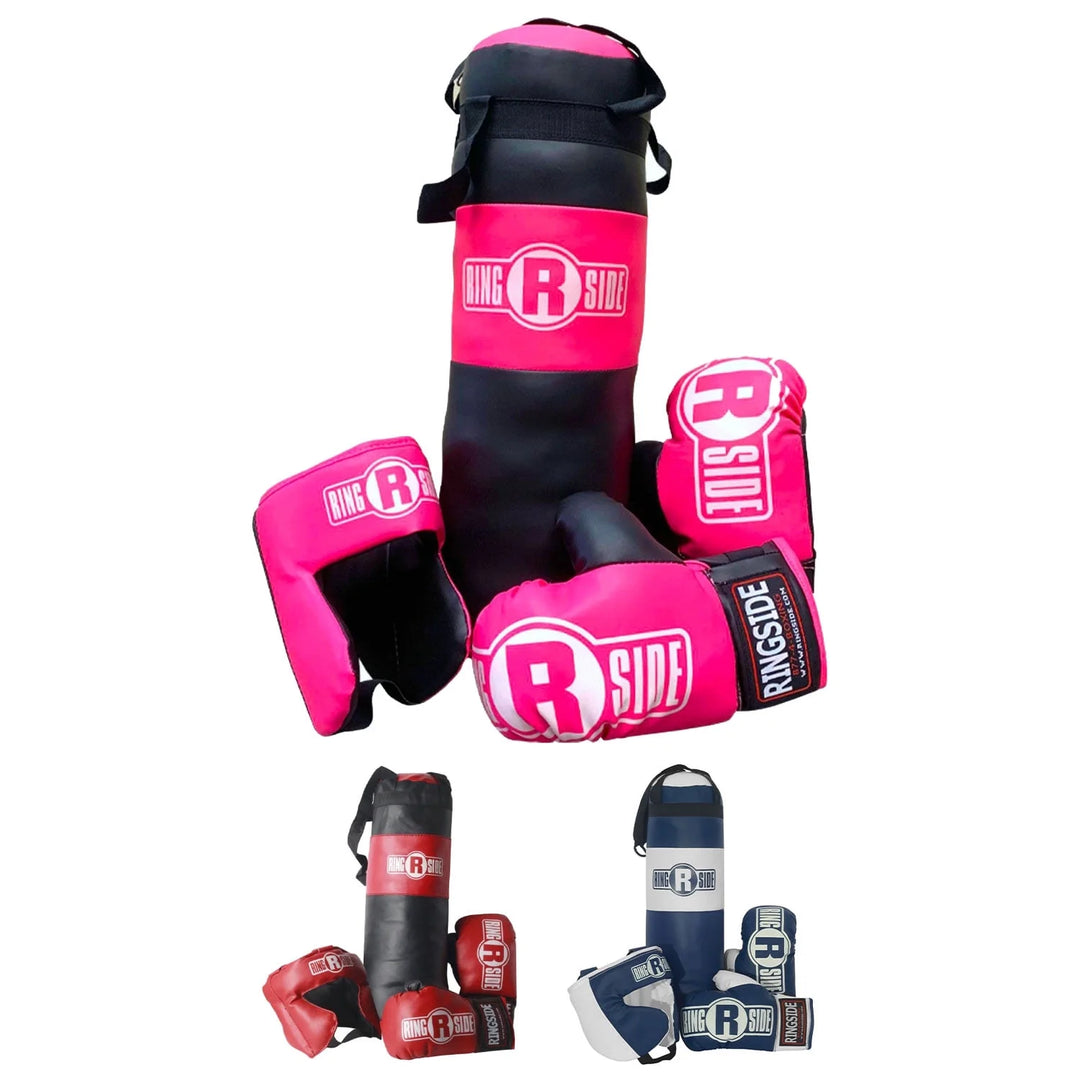 Ringside Kids Boxing Set with Mini Heavy Bag, Gloves and Headgear - Black