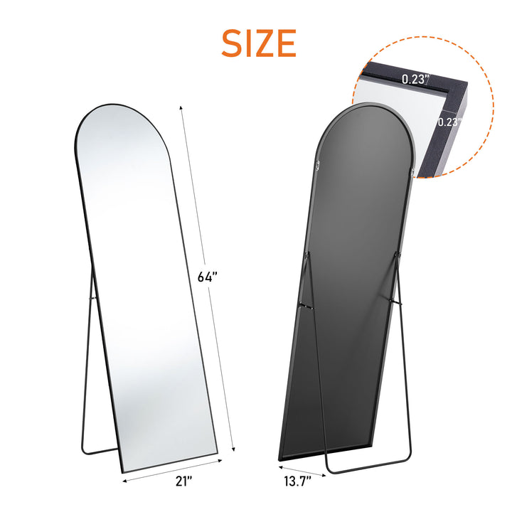 Floor Standing Mirror, Wall Mirror With Stand Aluminum Alloy Thin Frame