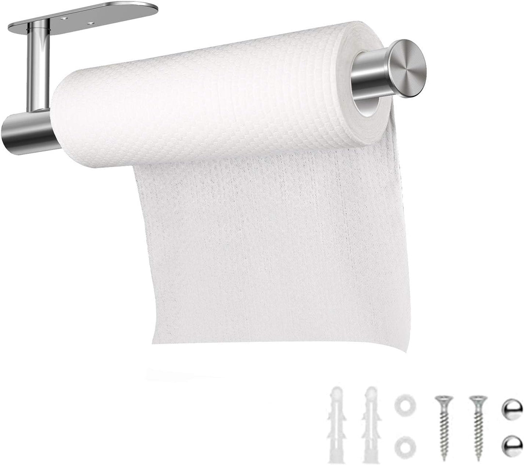 Self Adhesive Paper Towel Holder Gold under Cabinet Mount, No Drilling Paper Tower Rack, Stainless Steel Rust-Proof and Durable, Suitable for Kitchen, Bathroom, 11.8 Inch