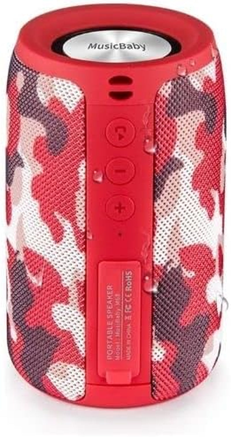 Bluetooth Speaker,Musibaby Speaker,Wireless,Waterproof,Outdoor,Portable Speaker,Dual Pairing,Loud Stereo,Booming Bass,1500 Min Playtime Wireless Speaker for Home,Iphone,Party,Gifts(Camo Red)