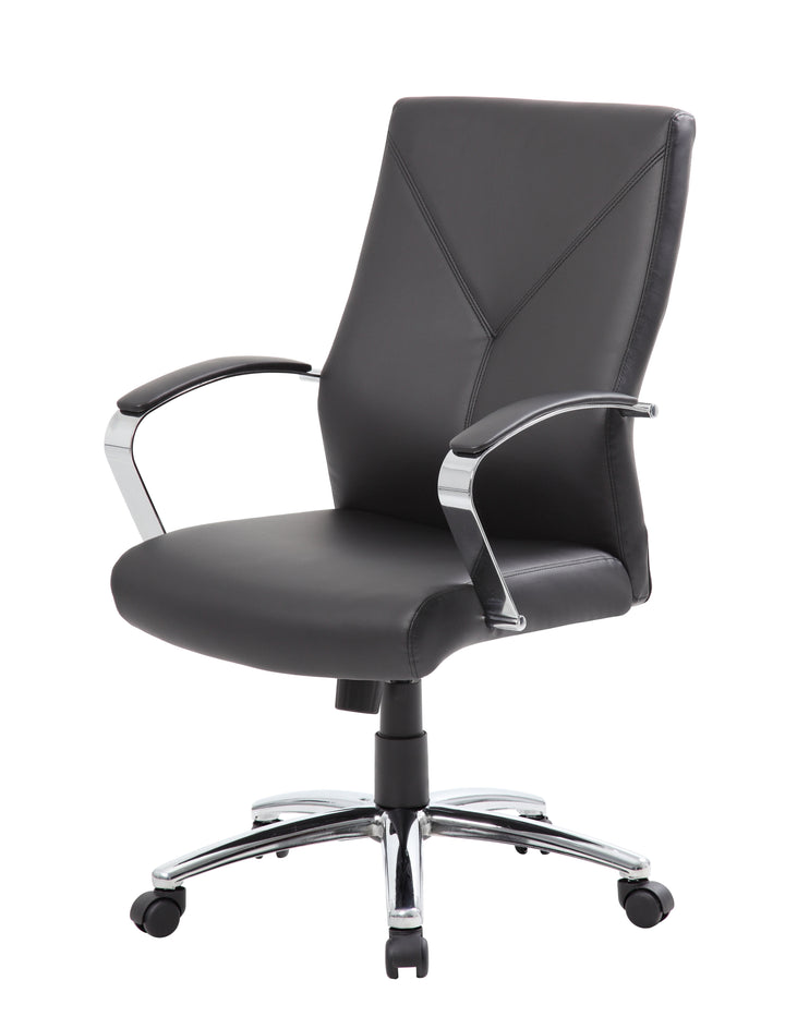 Leatherplus Home Office Adjustable Executive Chair with Casters, Black