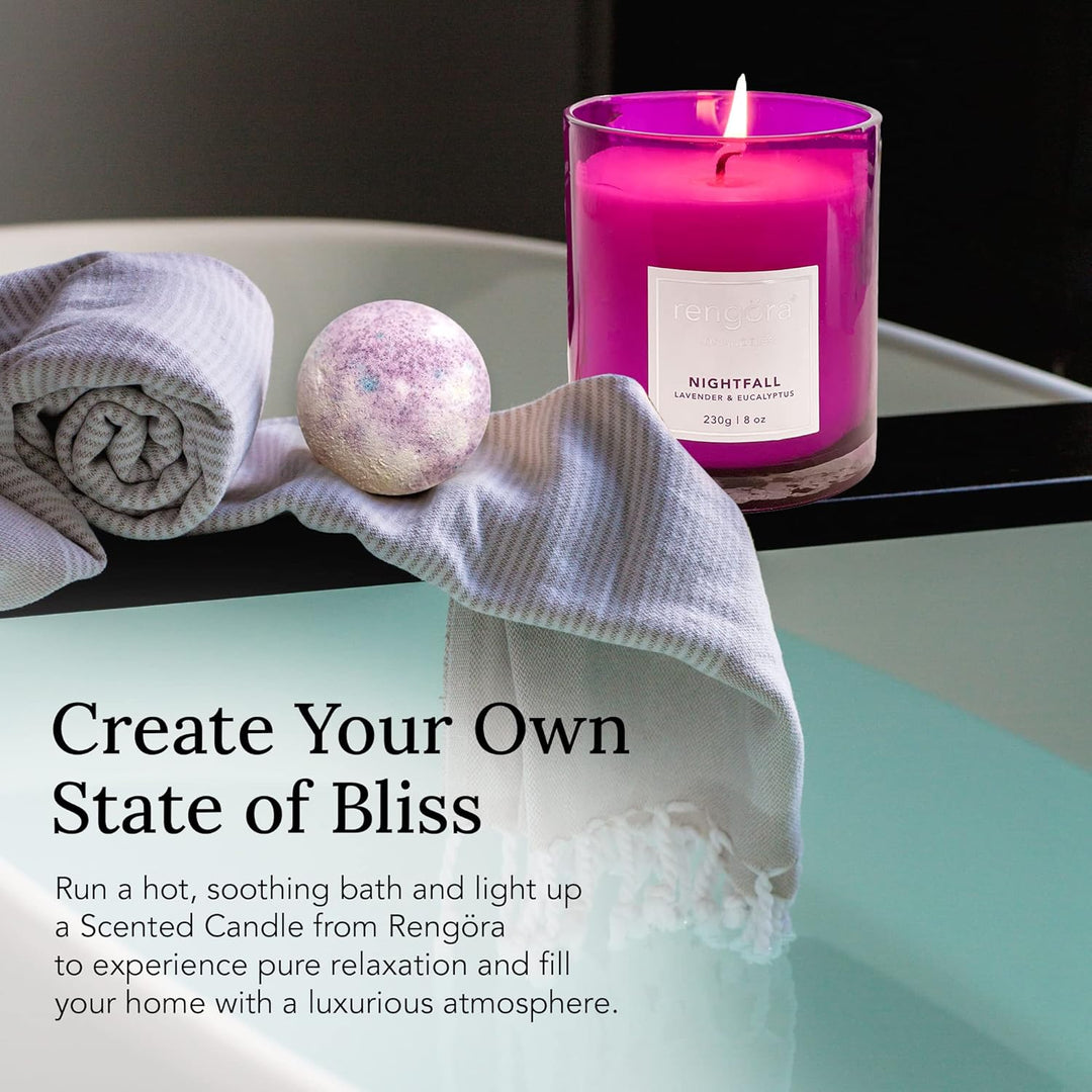 Scented Candles - 8Oz Lavender and Eucalyptus Candles for Home Scented, Clean Burning Candles Long Burning Magenta Purple Glass Candles Scented, Soy Scented Candle, Aromatherapy Candle Gifts for Women