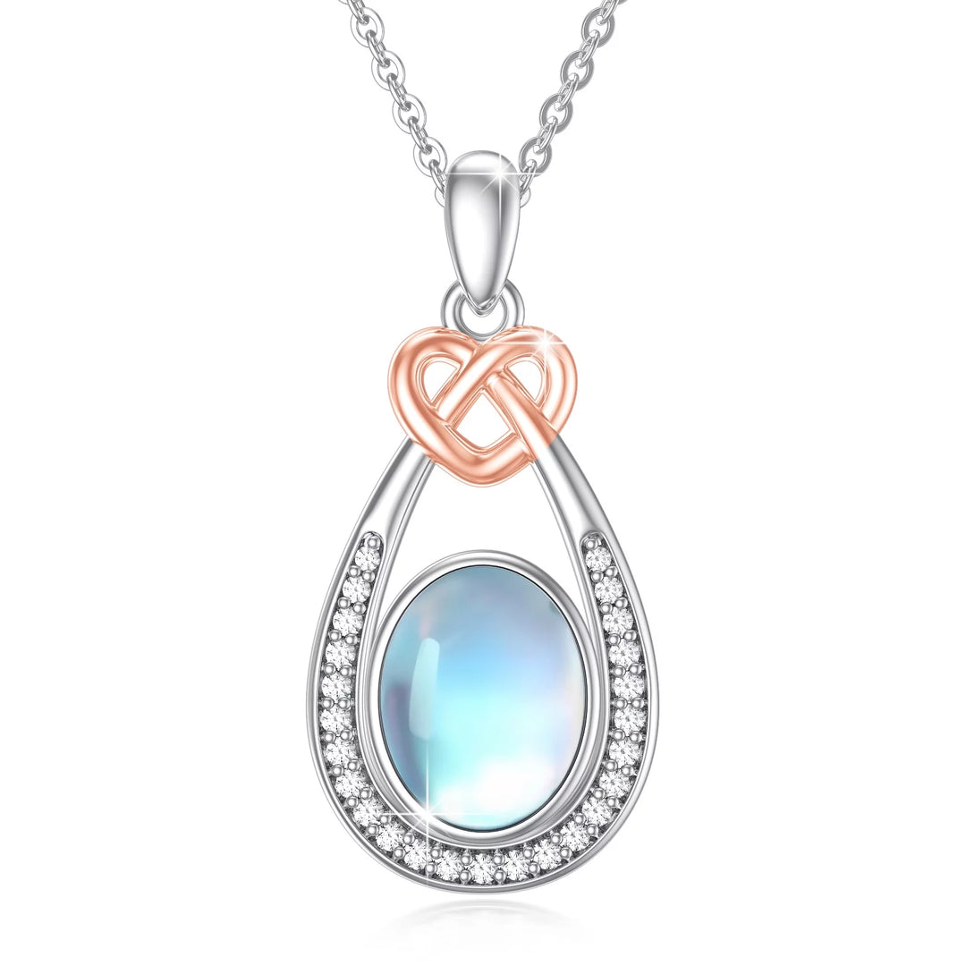 AOVEAO Moonstone Necklace 925 Sterling Silver Teardrop Pendant Necklaces for Women Mom Daughter Niece Wife Birthday Jewelry Gifts