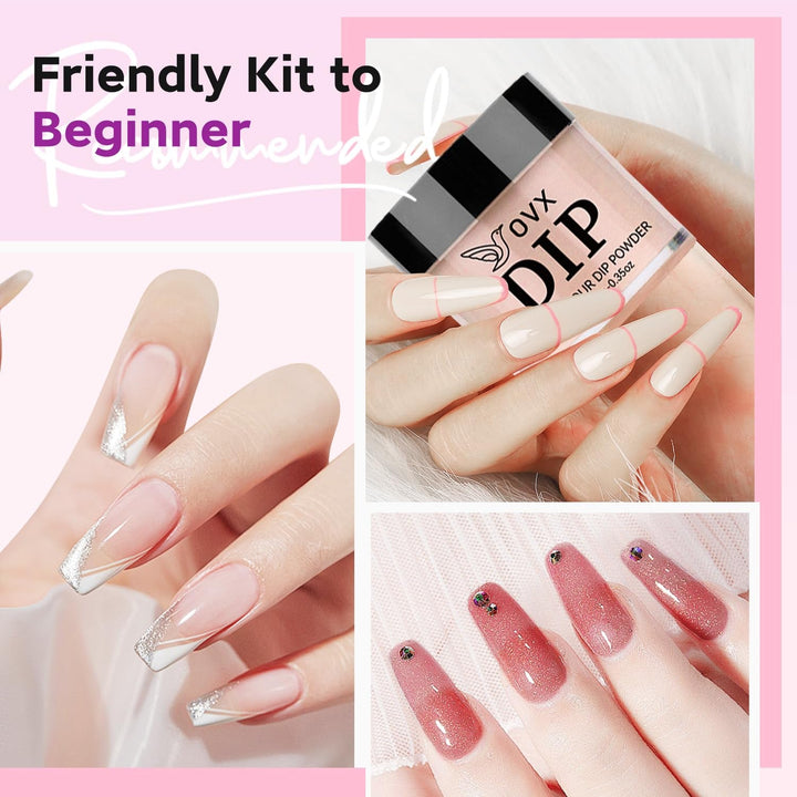 Dip Powder Nail Kit, 8 Colors Dip Nails Powder Starter Kit, Nail Dip Powder Kit for Beginners with Everything Nail Art Kit with Dipping Powder Liquid Set Recycling Tray for Manicure Home and Salon Use