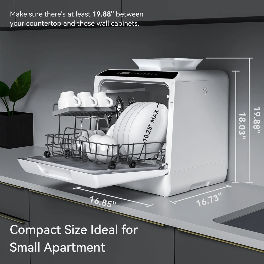 Portable Dishwasher Countertop, 5 Washing Programs Mini Dishwasher with 5-Liter Water Tank, HMX-DW04