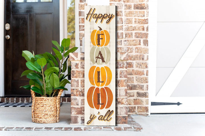 36In "Happy Fall Y'All" Wooden Porch Sign - Seasonal Front Door Decor for Autumn Celebrations