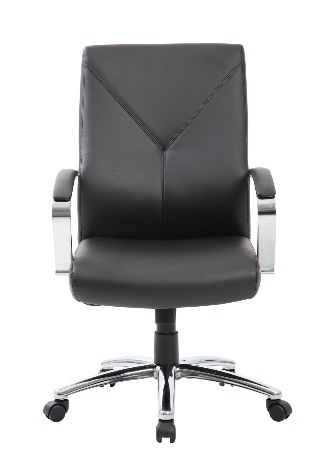 Leatherplus Home Office Adjustable Executive Chair with Casters, Black
