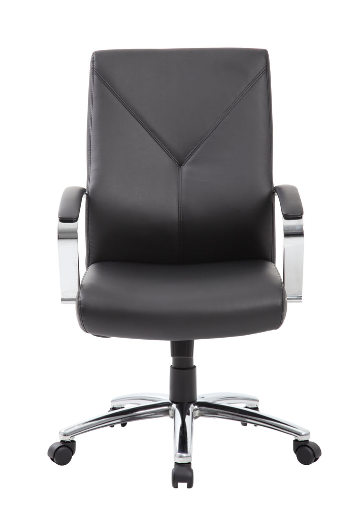 Leatherplus Home Office Adjustable Executive Chair with Casters, Black