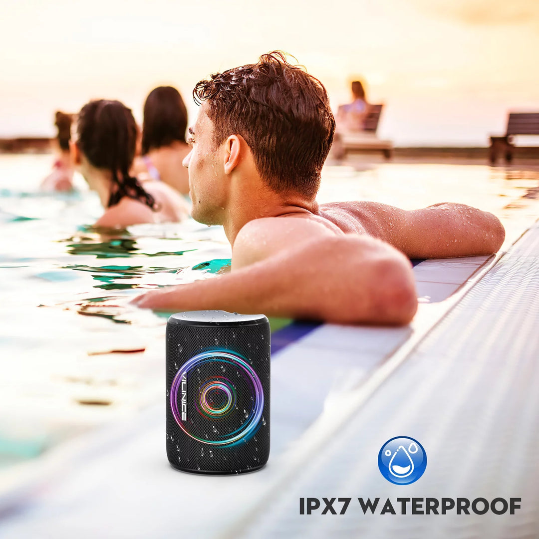 Portable Bluetooth Speaker, IPX7 Waterproof Wireless Outdoor Speaker, TWS Pairing, 12H Playtime, Black