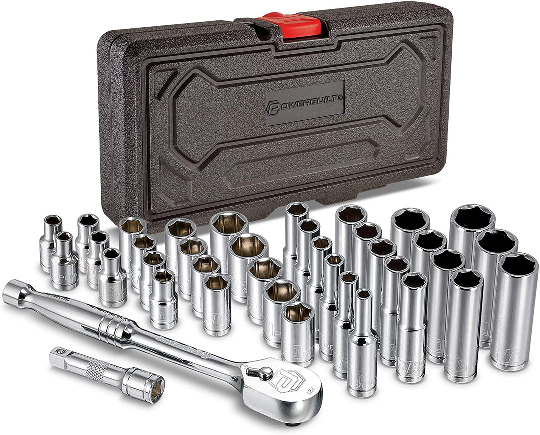 200 Piece 1/4-Inch, 3/8-Inch, and 1/2-Inch Drive Mechanics Tool Set - with SAE and Metric Socket Set,  XT 90 Tooth Seal-Head Ratchets, Including Case - 642472