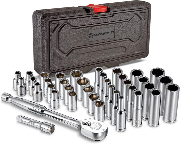 200 Piece 1/4-Inch, 3/8-Inch, and 1/2-Inch Drive Mechanics Tool Set - with SAE and Metric Socket Set,  XT 90 Tooth Seal-Head Ratchets, Including Case - 642472