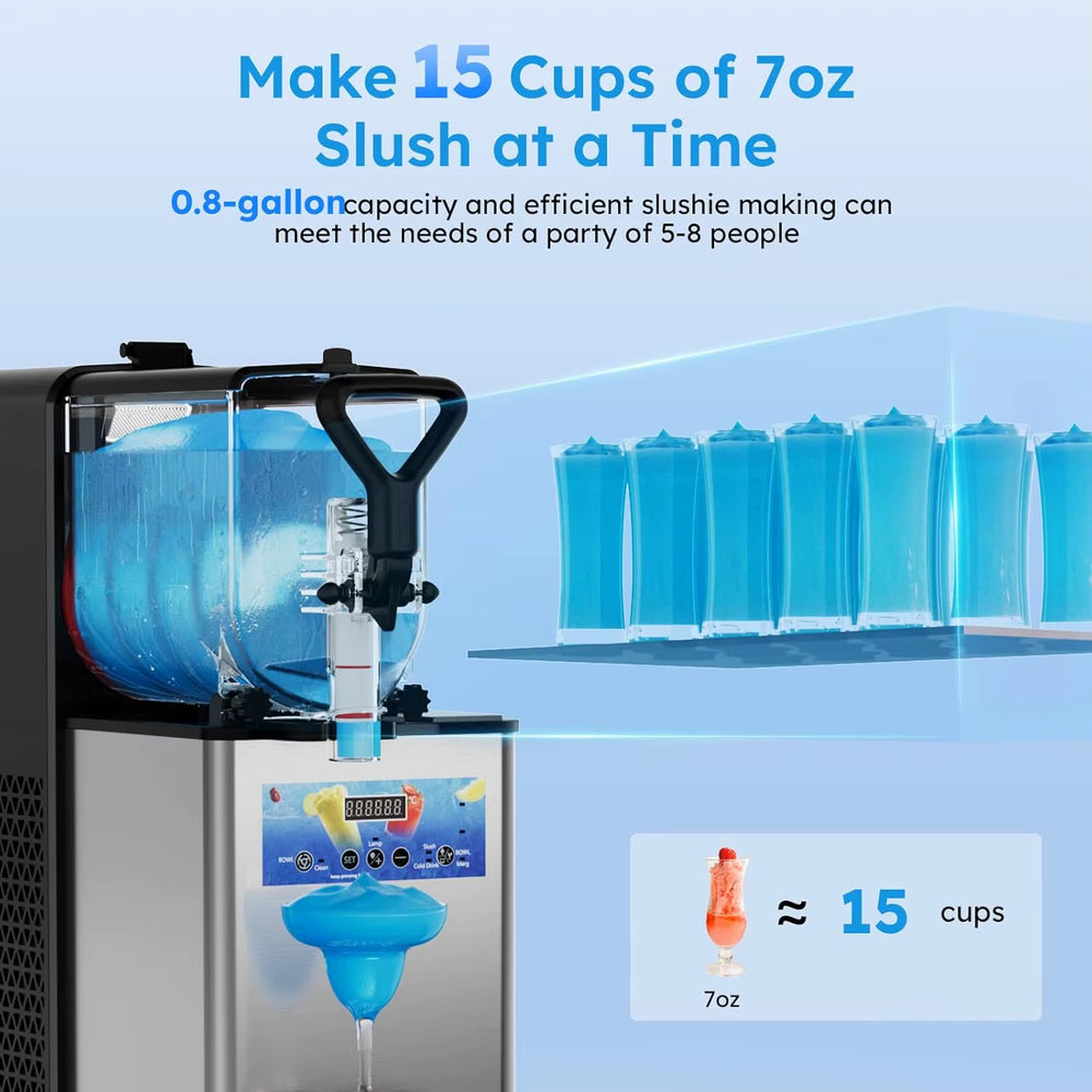 Margarita Slushie Maker Frozen Drink Machine LED Light Rapid Cooling 3L 110V Automatic Cleaning Slushy Maker for Home Use