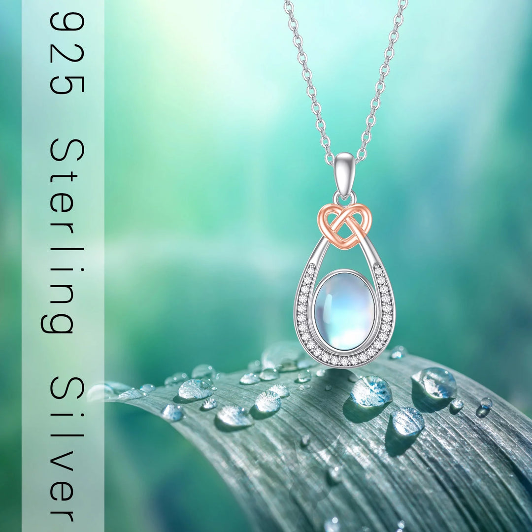 AOVEAO Moonstone Necklace 925 Sterling Silver Teardrop Pendant Necklaces for Women Mom Daughter Niece Wife Birthday Jewelry Gifts