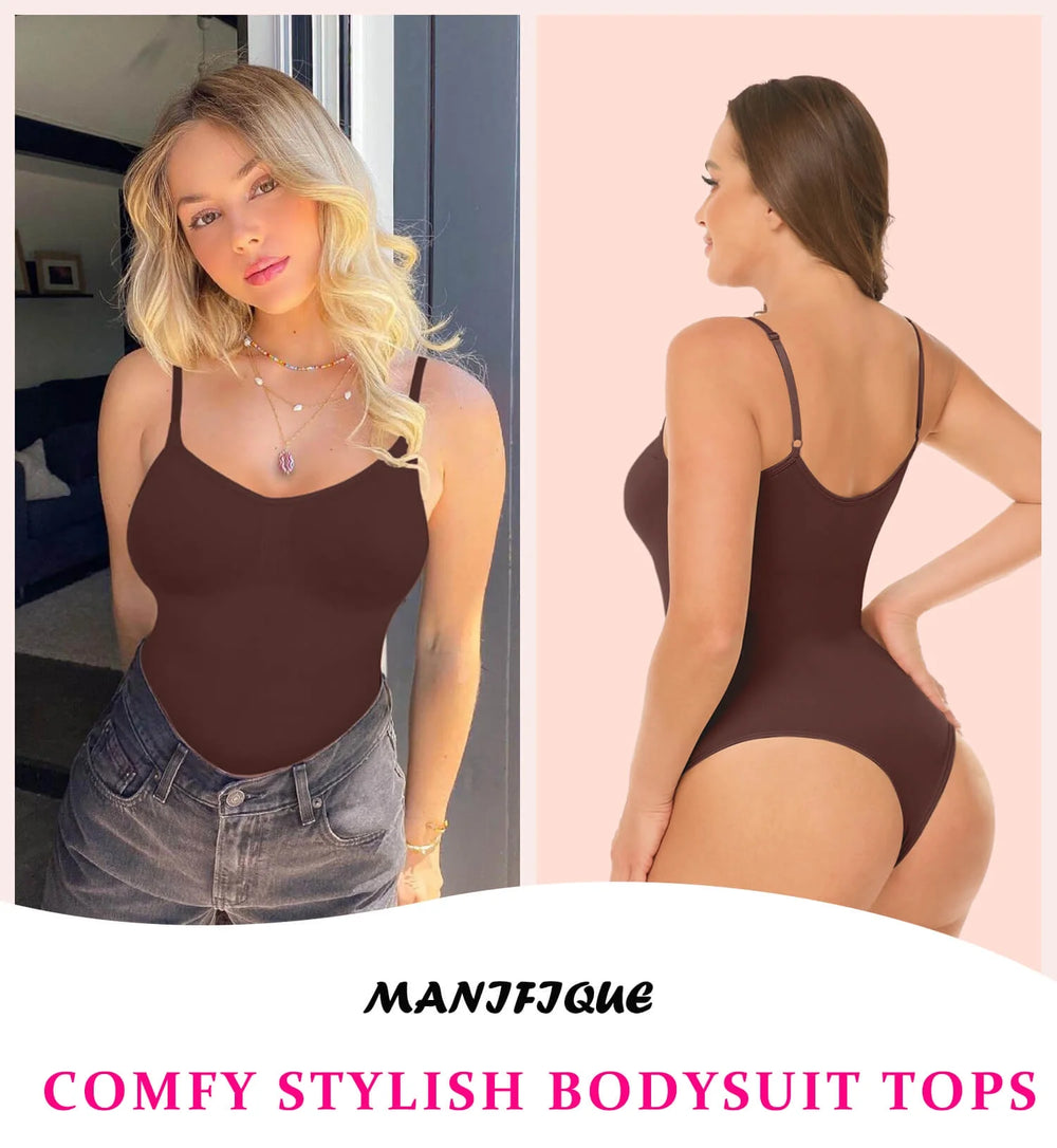 3 Packs Women Slimming Bodysuits Shapewear Tops Tummy Control Thong Body Shaper Spaghetti Strap Camisole