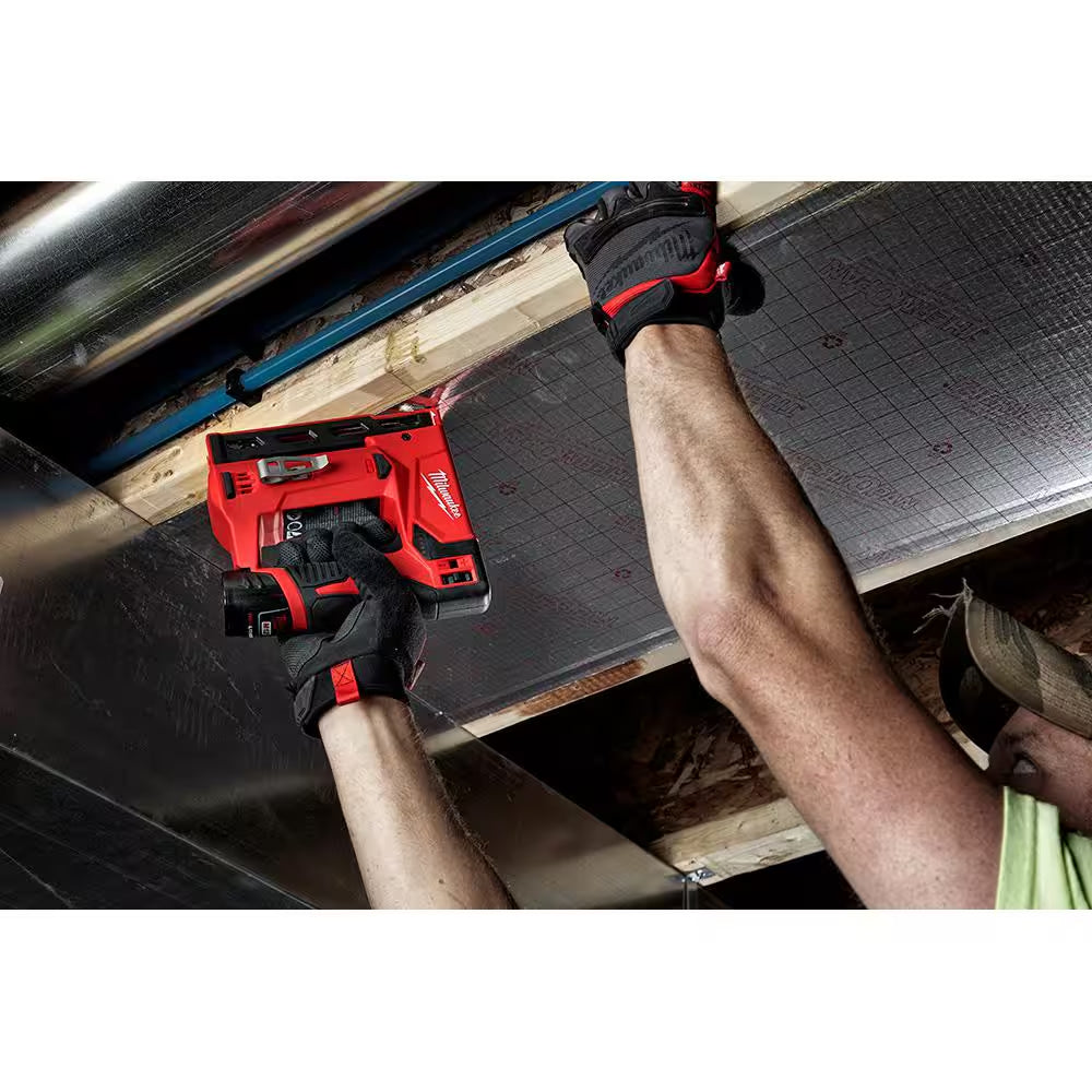 M12 12-Volt Lithium-Ion Cordless 3/8 In. Crown Stapler Kit with 2.0 AH Battery and Charger