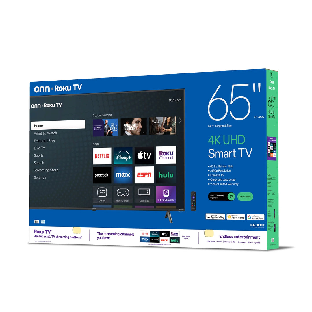 Onn 65” Class 4K UHD (2160P) LED Roku Smart Television HDR (100012587)