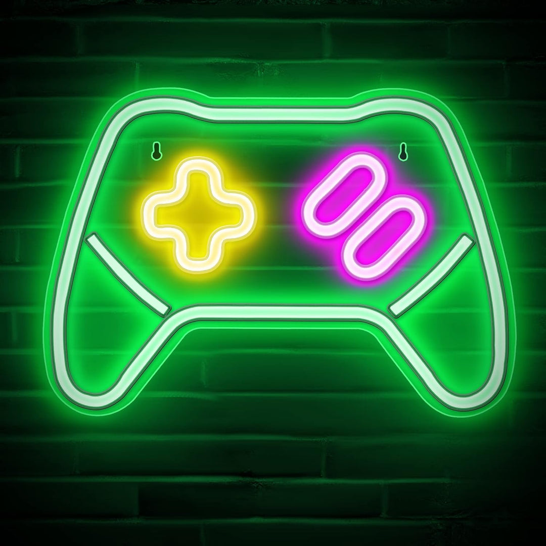 Game Controller Neon Signs – Gamepad/Game Remote Neon Sign for Video/Pc Gamer, Teen Boys' Gift - Game Zone LED Signs for Wall, Bedroom, Game Room Decor - Cool Gaming Console Neon Light