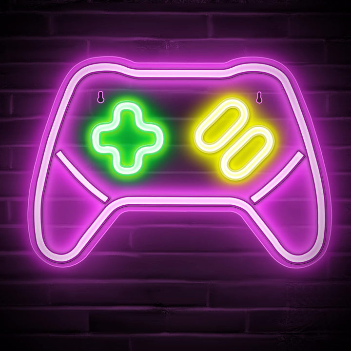 Game Controller Neon Signs – Gamepad/Game Remote Neon Sign for Video/Pc Gamer, Teen Boys' Gift - Game Zone LED Signs for Wall, Bedroom, Game Room Decor - Cool Gaming Console Neon Light