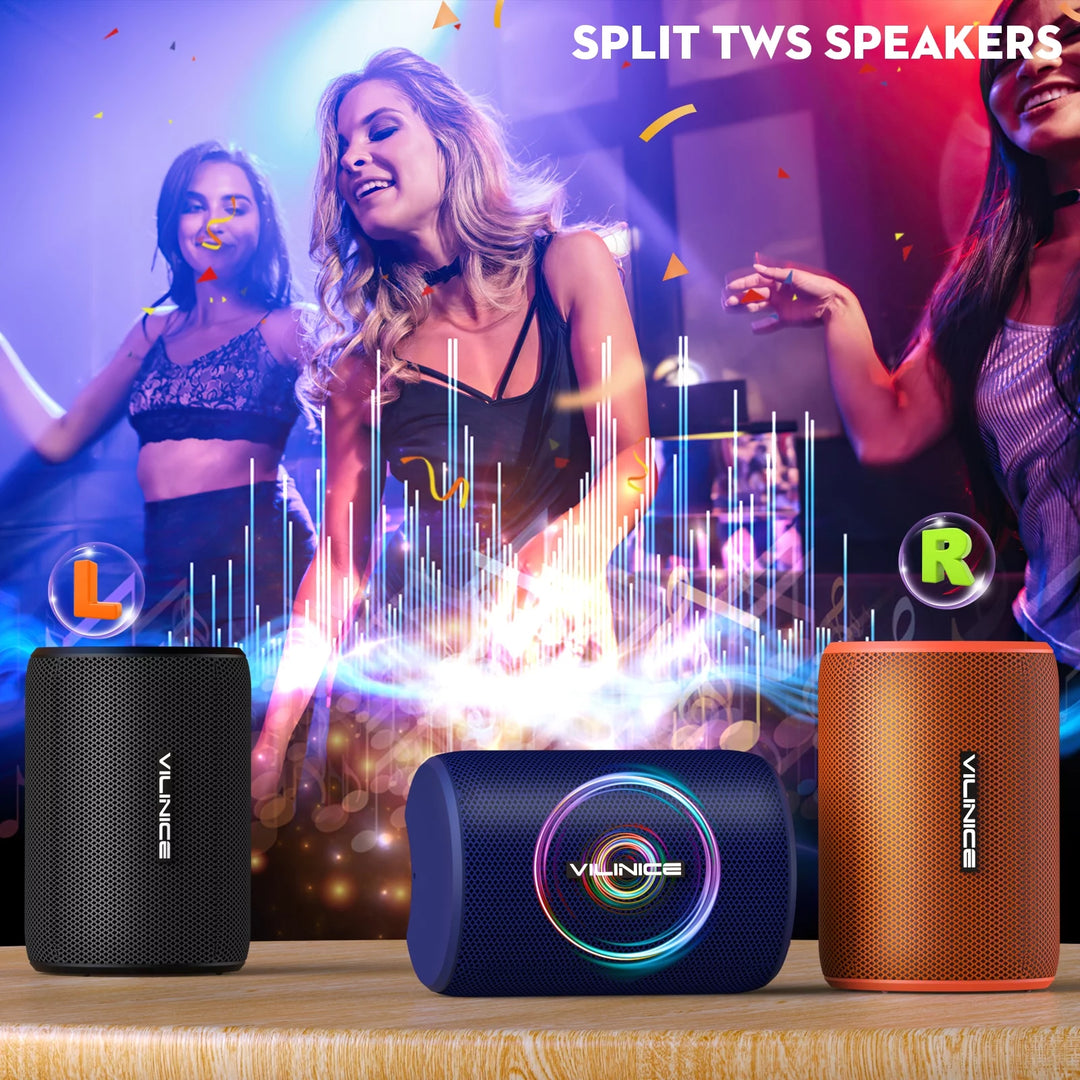 Portable Bluetooth Speaker, IPX7 Waterproof Wireless Outdoor Speaker, TWS Pairing, 12H Playtime, Black