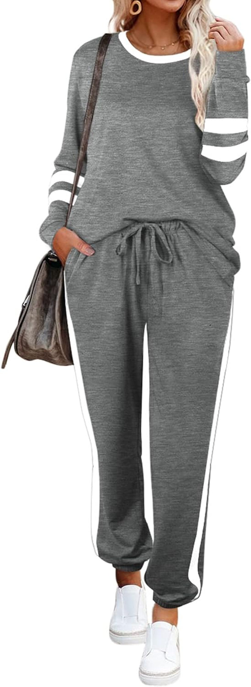 Sweatsuit for Women 2 Piece Outfits for Womens Crewneck Sweatshirts Pullover