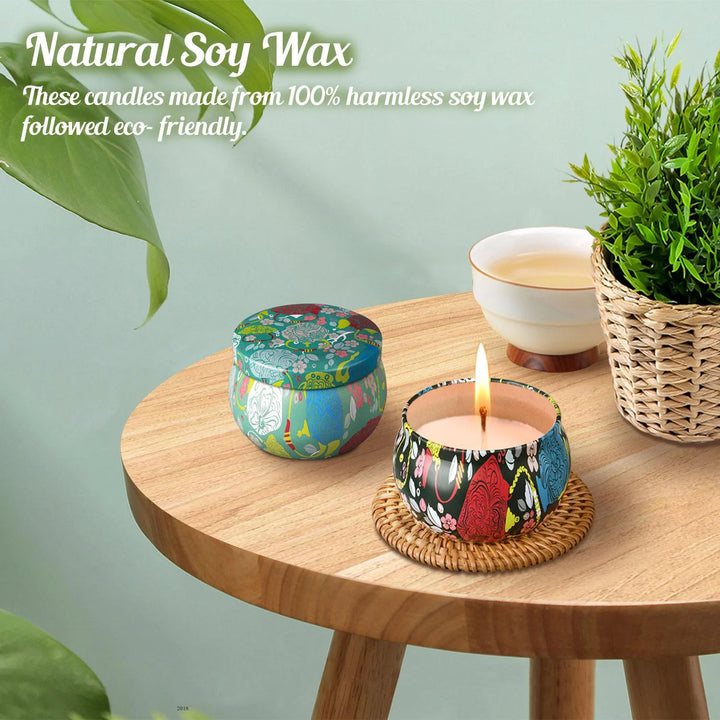 Woliwowa Scented Candles Gift Set, Aromatherapy Candles Gifts for Women,Lavender,Vanilla,Lemon,Jasmine,Natural Soy Wax Portable Travel Tin Candle,4 X 4.4 Oz