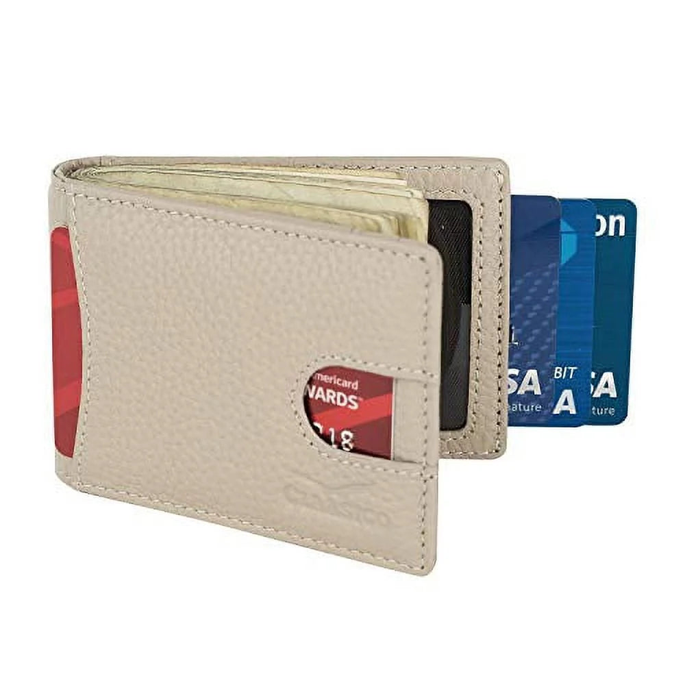 Super Slim RFID Leather Wallet for Men Card Holder with Money Clip Prefect for Travel & Front Pocket Use