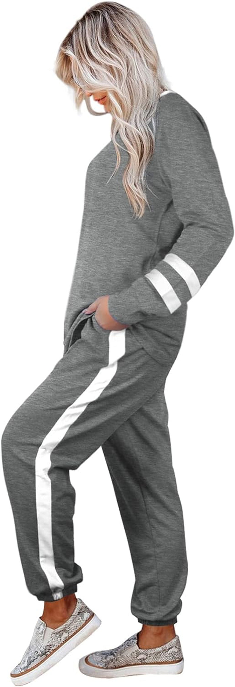 Sweatsuit for Women 2 Piece Outfits for Womens Crewneck Sweatshirts Pullover