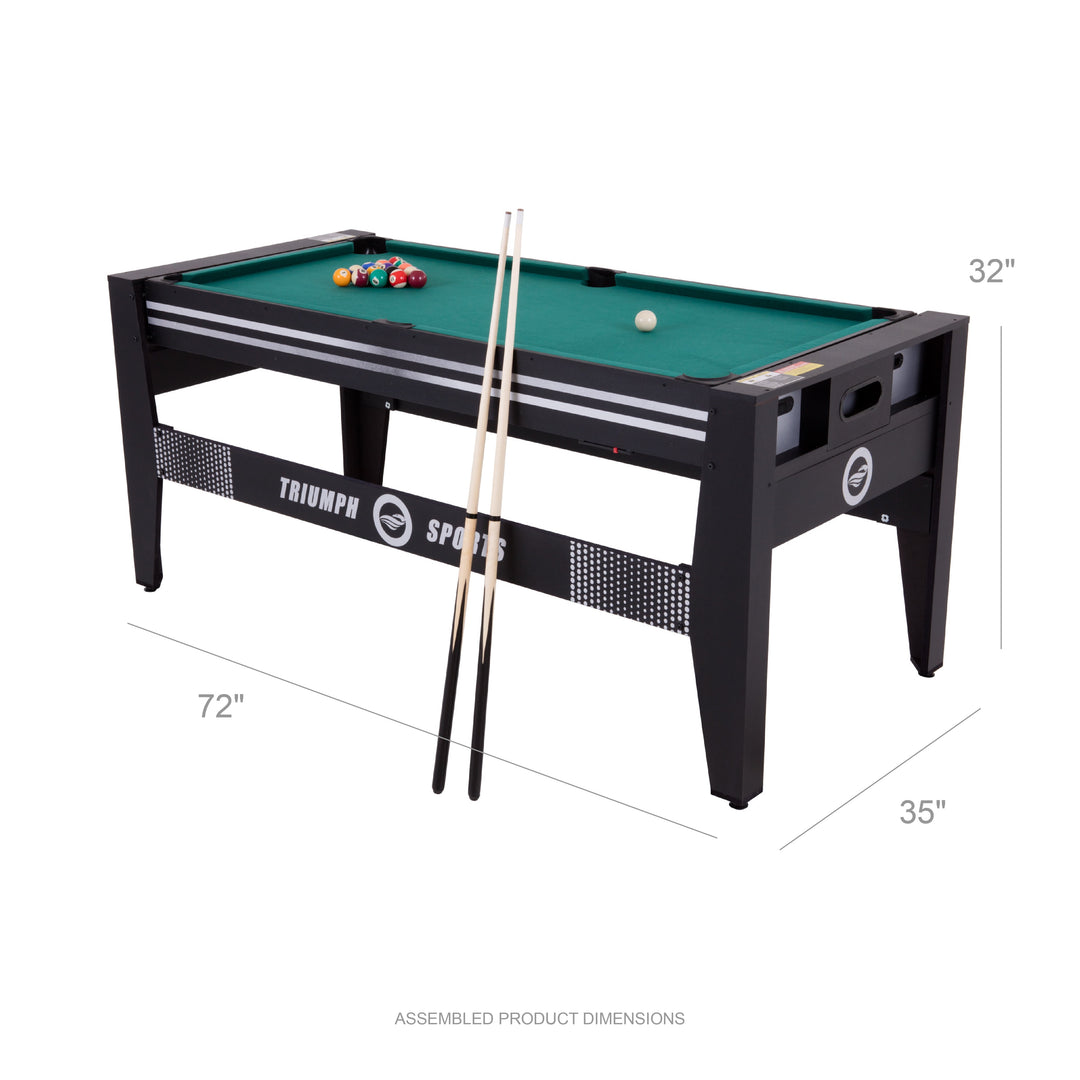 Triumph 72" 4 in 1 Multi-Game Swivel Table with Air-Powered Hockey, Table Tennis, Billiards, and Launch Football