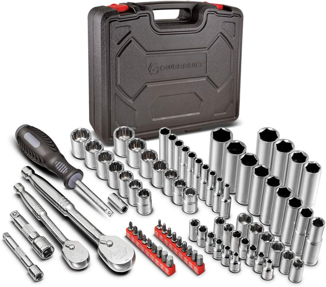 200 Piece 1/4-Inch, 3/8-Inch, and 1/2-Inch Drive Mechanics Tool Set - with SAE and Metric Socket Set,  XT 90 Tooth Seal-Head Ratchets, Including Case - 642472