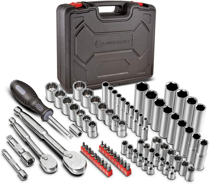 200 Piece 1/4-Inch, 3/8-Inch, and 1/2-Inch Drive Mechanics Tool Set - with SAE and Metric Socket Set,  XT 90 Tooth Seal-Head Ratchets, Including Case - 642472
