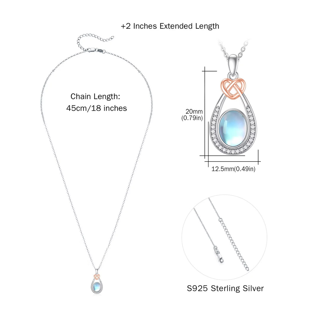 AOVEAO Moonstone Necklace 925 Sterling Silver Teardrop Pendant Necklaces for Women Mom Daughter Niece Wife Birthday Jewelry Gifts