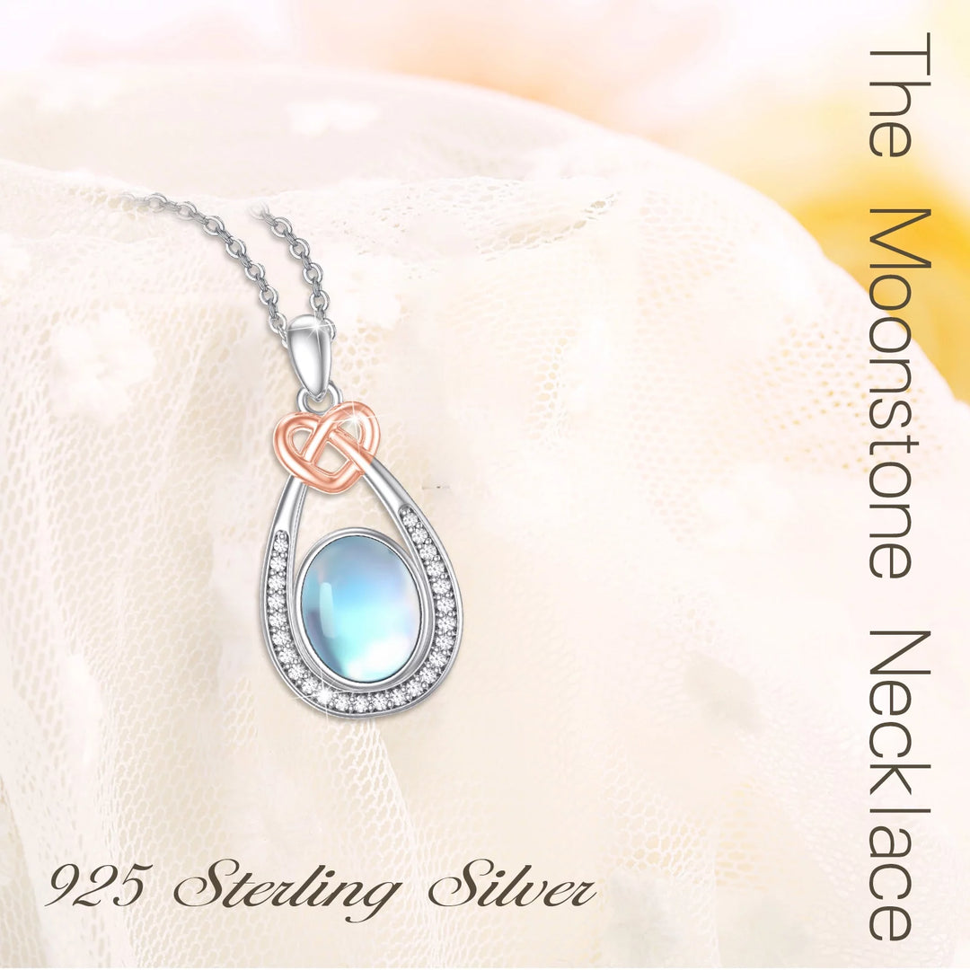 AOVEAO Moonstone Necklace 925 Sterling Silver Teardrop Pendant Necklaces for Women Mom Daughter Niece Wife Birthday Jewelry Gifts