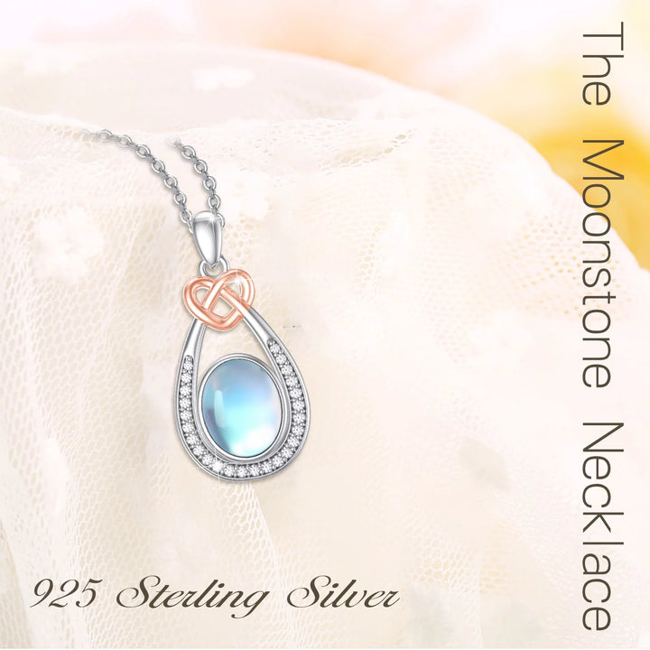 AOVEAO Moonstone Necklace 925 Sterling Silver Teardrop Pendant Necklaces for Women Mom Daughter Niece Wife Birthday Jewelry Gifts