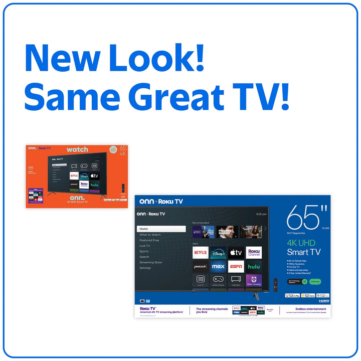 Onn 65” Class 4K UHD (2160P) LED Roku Smart Television HDR (100012587)