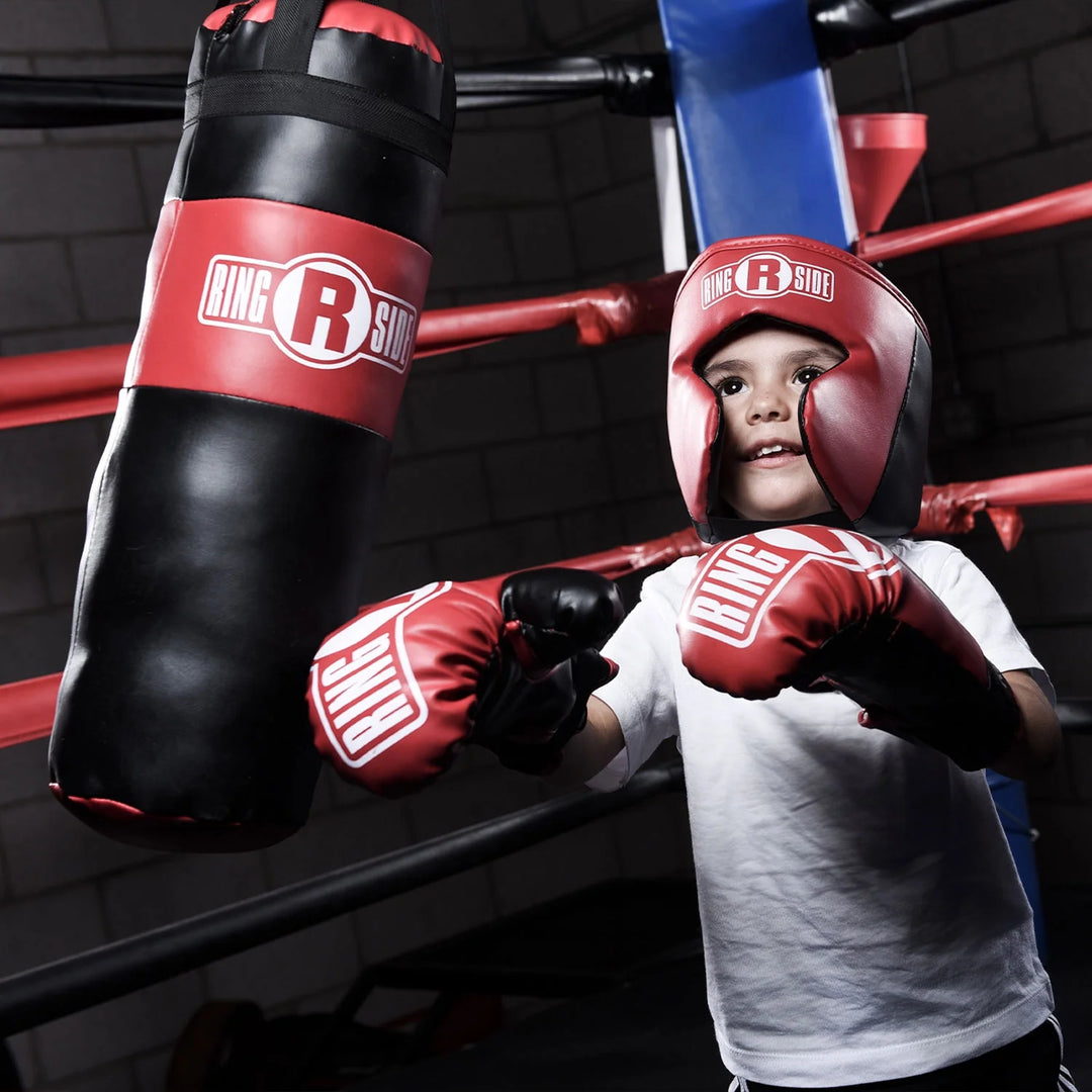 Ringside Kids Boxing Set with Mini Heavy Bag, Gloves and Headgear - Black