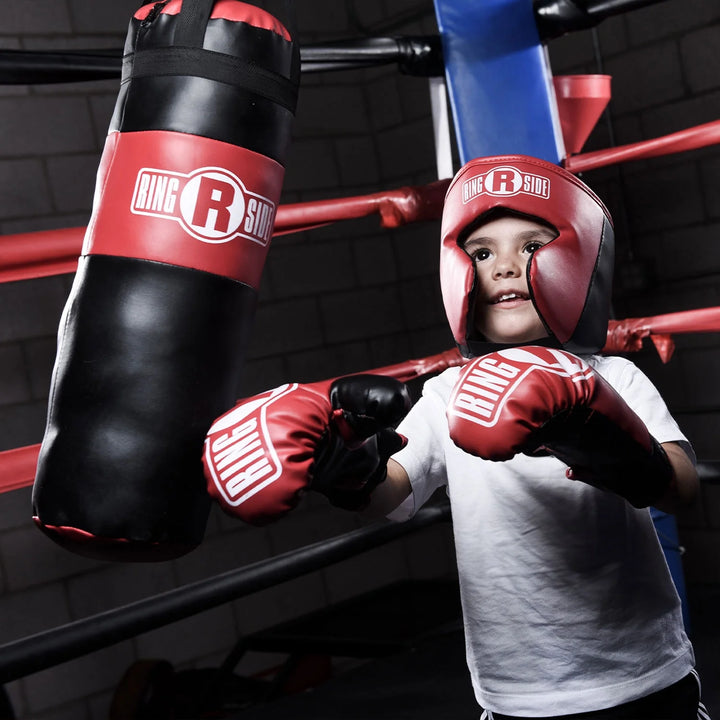 Ringside Kids Boxing Set with Mini Heavy Bag, Gloves and Headgear - Black