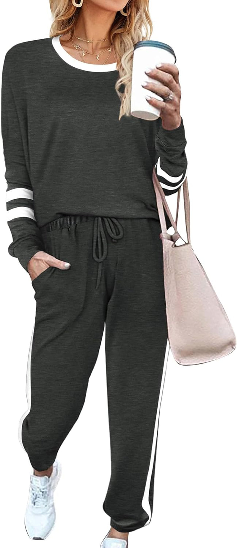 Sweatsuit for Women 2 Piece Outfits for Womens Crewneck Sweatshirts Pullover