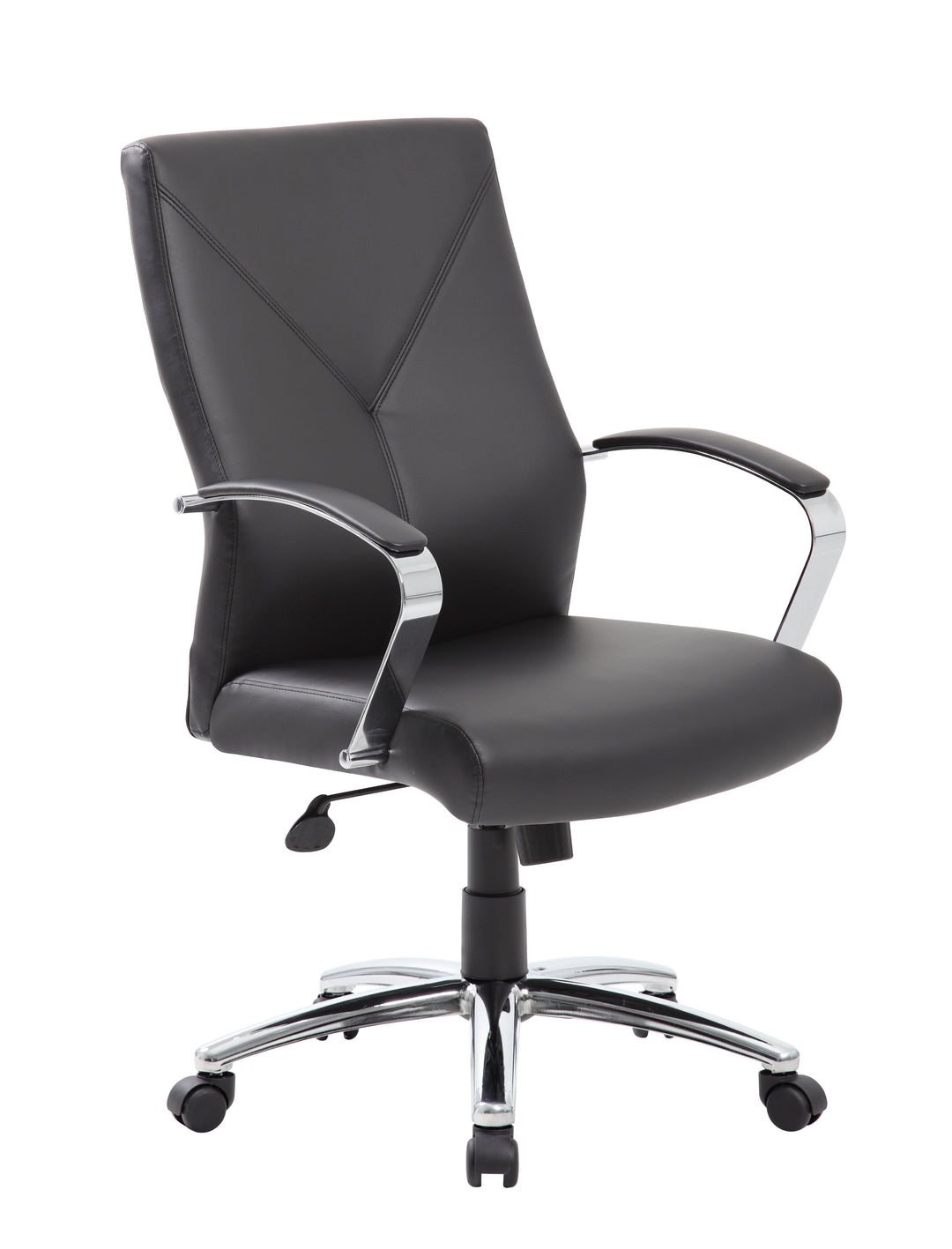 Leatherplus Home Office Adjustable Executive Chair with Casters, Black
