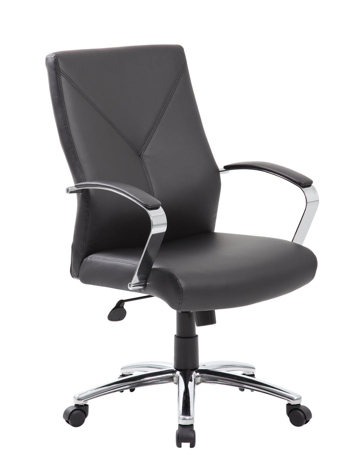 Leatherplus Home Office Adjustable Executive Chair with Casters, Black
