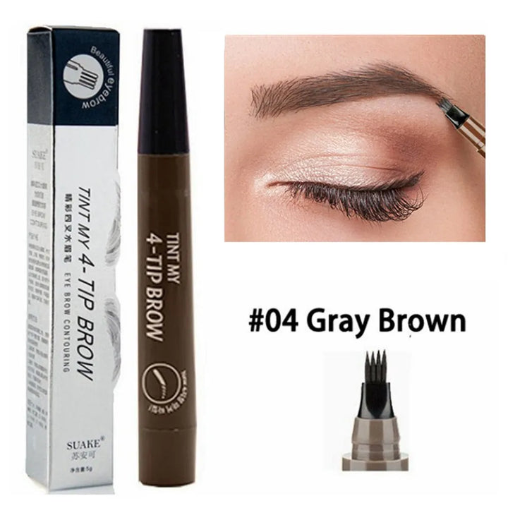 5 Color Eyebrow Pen Waterproof 4 Fork Tip Brows Tattoo Pencil Long Lasting Natural Dark Brown Liquid Eye Brow Pencil for Brazil