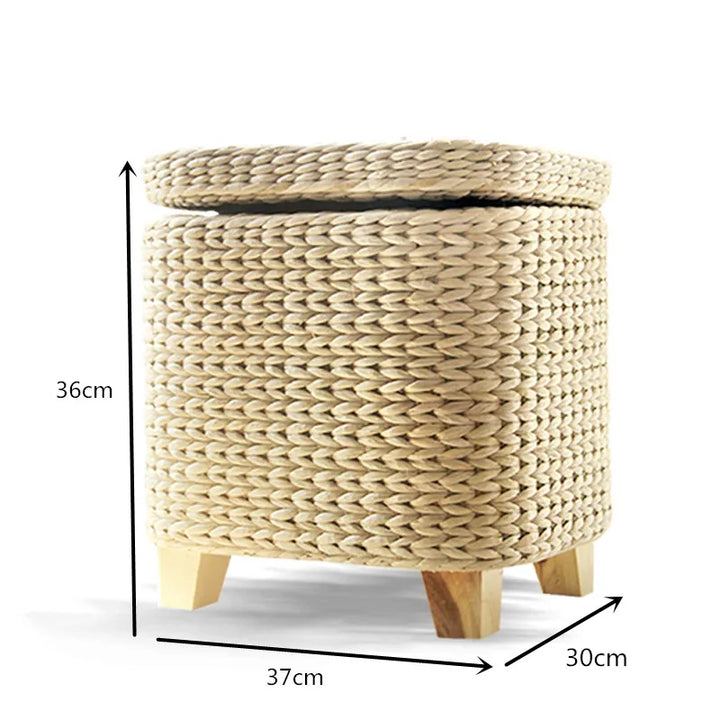 Multi-Function Rattan Wicker Storage Stool Ottoman